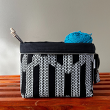 black zippered knitting bag