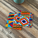 blue red kente coasters