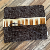 brown knitting needle holder full view