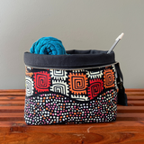 coral knitting project bag with zipper