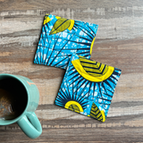 blue yellow coasters