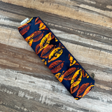 navy yellow leaves batik leaves long pencil case