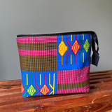 pink yellow knitting project bag