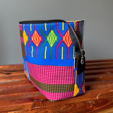 pink yellow kente bag