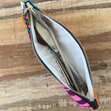 inside pink kente reusable cutlery pouch