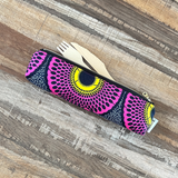 purple yellow kente reusable utensil pouch