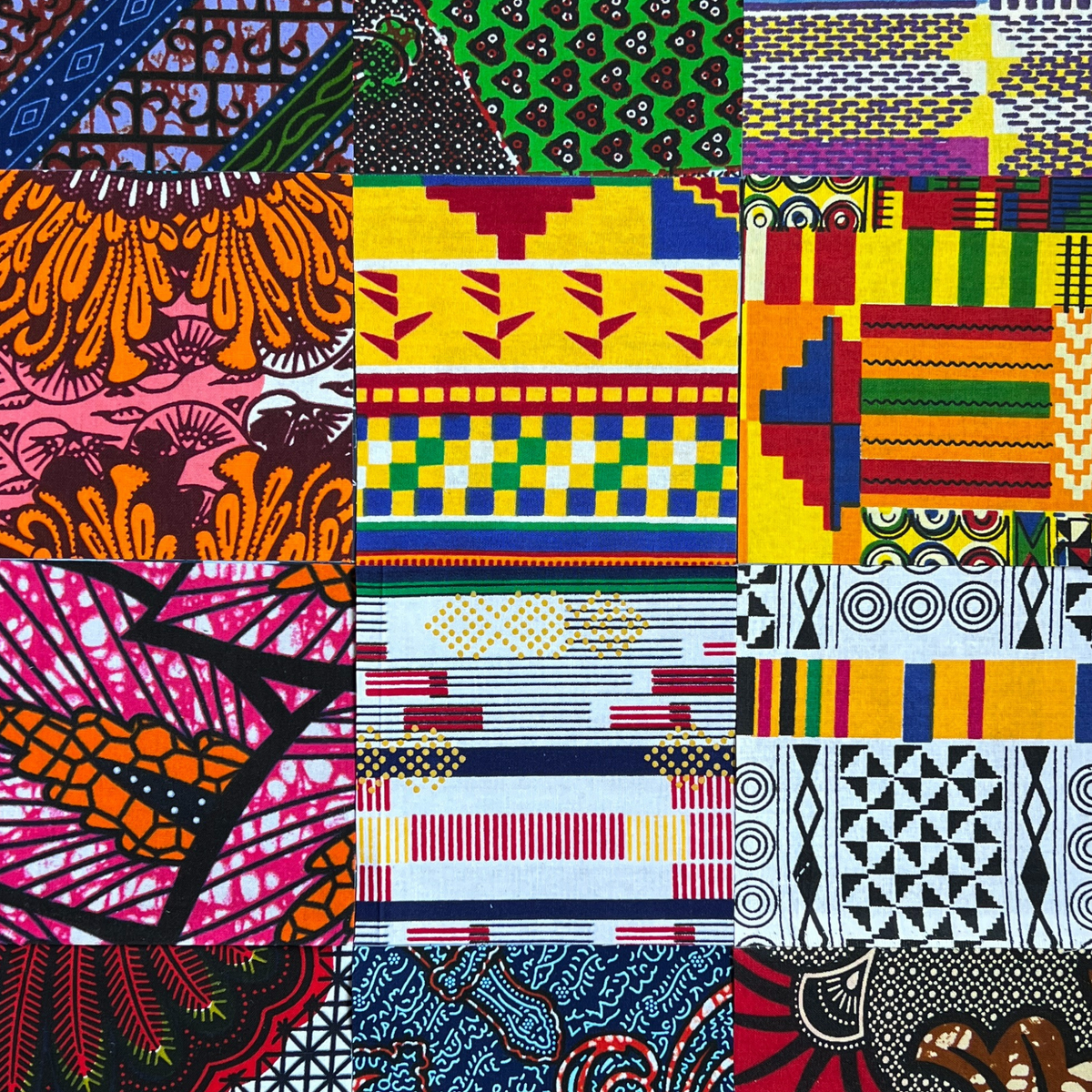 WP1746-ORLBY - One Yard African Fabric Bundle, Ankara Quilt, Five
