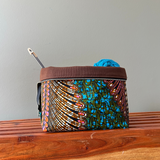 brown teal project bag