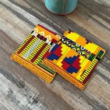 yellow red kente fabric coasters