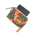 african fabric purse orange print
