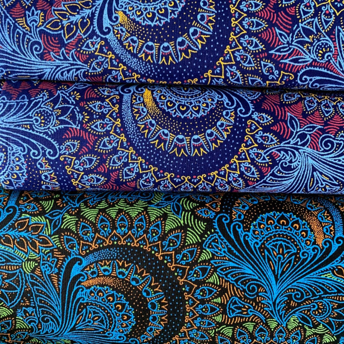Blue Peacock Fabric -Shweshwe (Shoeshoe) Thrifty Upenyu