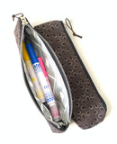 long pencil cases brown shweshwe fabric