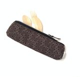 brown travel cutlery case