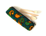 green cutlery pouch