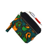 green and black african clutch