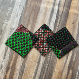 green brown cloth coasters
