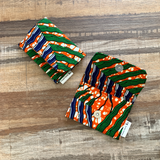 slim business card wallet orange green