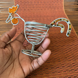 orange beaded wire chicken egg holder