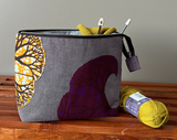 Purple Large Knitting Storage Project Bag - African Fabric | Thrifty Upenyu