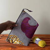 Purple Large Knitting Storage Project Bag - African Fabric | Thrifty Upenyu