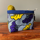 purple floral crochet project bag
