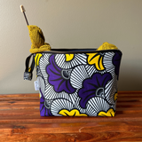 purple floral project bag for knitting