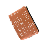 brown mudcloth print zipper pouch