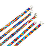 teacher lanyard blue kente fabric