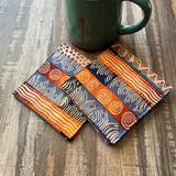 tribal blue cloth coaster set