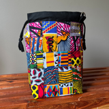 Drawstring Patchwork Project Bag for Knitting - African Fabric | Thrifty Upenyu