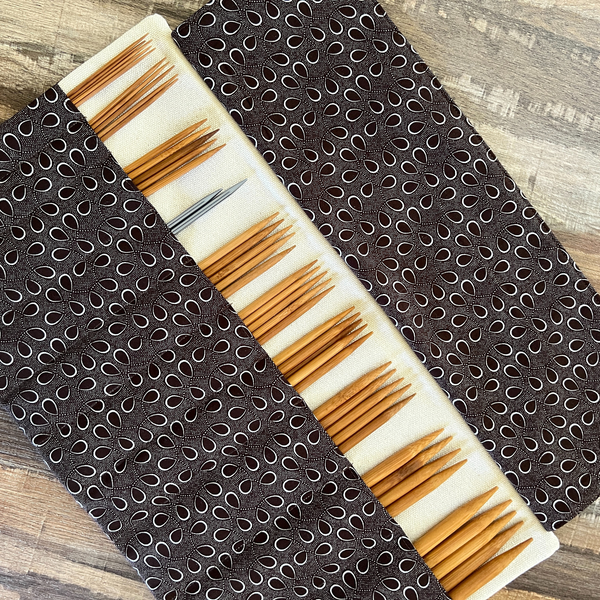 brown knitting needle case