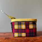 plaid sock project bag