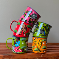 colorful enamel cups