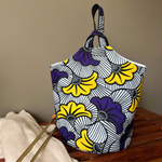 Colorful floral-patterned knitting tote bag
