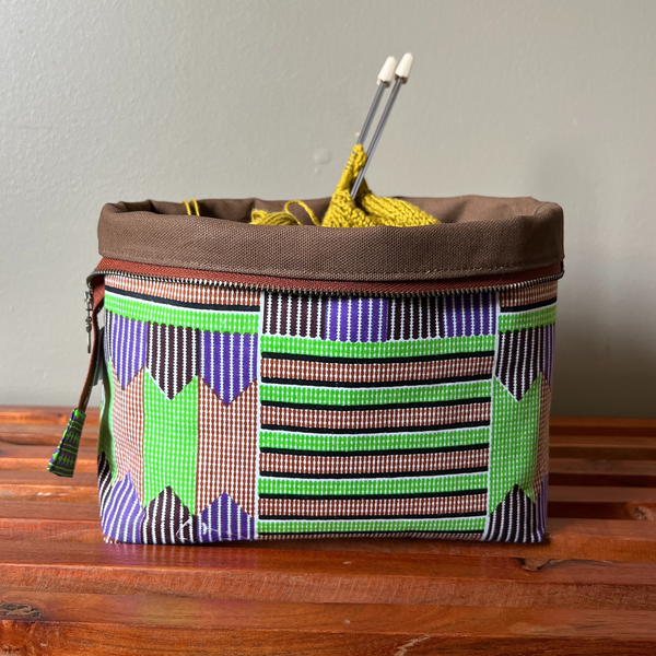 Travel Knitting Project Bag African Fabric Thrifty Upenyu