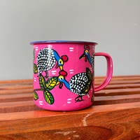 pink guinea hen mug