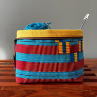 yellow Kente knitting project bag
