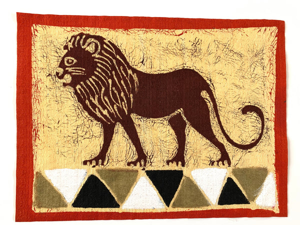 lion african art textile