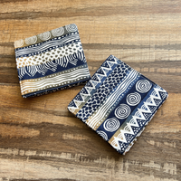 african fabric coaster blue