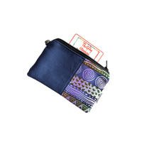 light blue african tribal small zipper coin purse