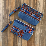 Blue African Zipper Wristlet | Thrifty Upenyu