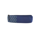 blue shweshwe long zipper pouch