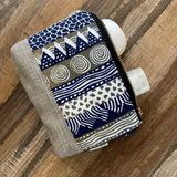 gray and navy pouch