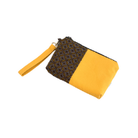 brown gold shweshwe zipper pouch