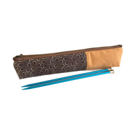 brown shweshwe fabric zippered pencil pouch