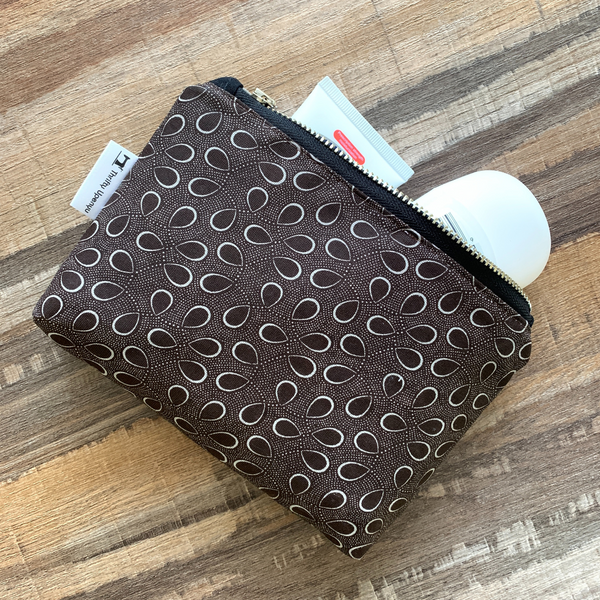 Brown Shweshwe Small Zipper Pouch for Purse