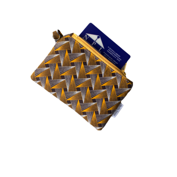 brown yellow shweshwe coin purse