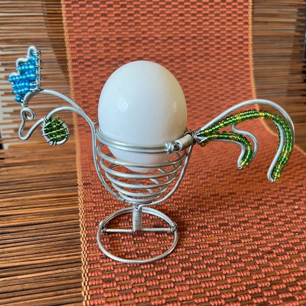 Beaded Wire Chicken Egg Cup Holder