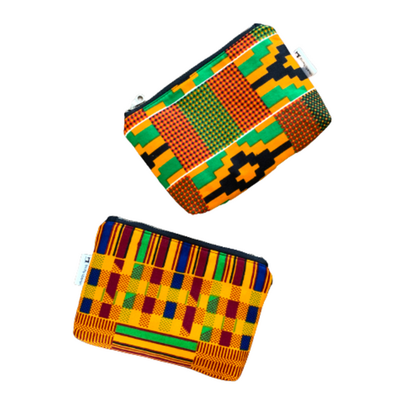kente small pouches side by side 