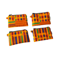 side by side comparison of kente pouches